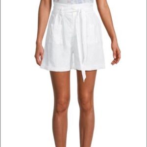Linen belted shorts